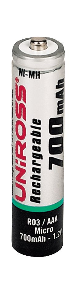 Uniross Rechargeable Batteries Ni MH AAA 12V Pack of 4