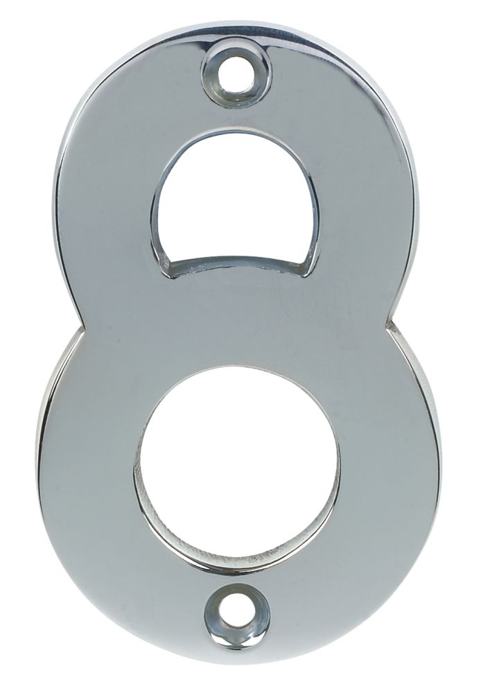Polished Chrome Door Numeral No. 8 - 75mm
