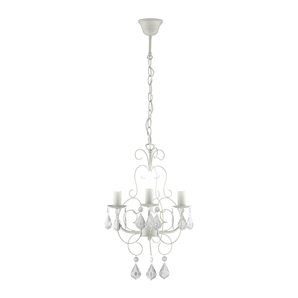 Lights by BampQ Chesterfield Antique White Effect 3 Arm Chandelier Light