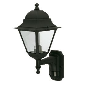 4-Panel Coach 100W Black Lantern Wall Light PIR