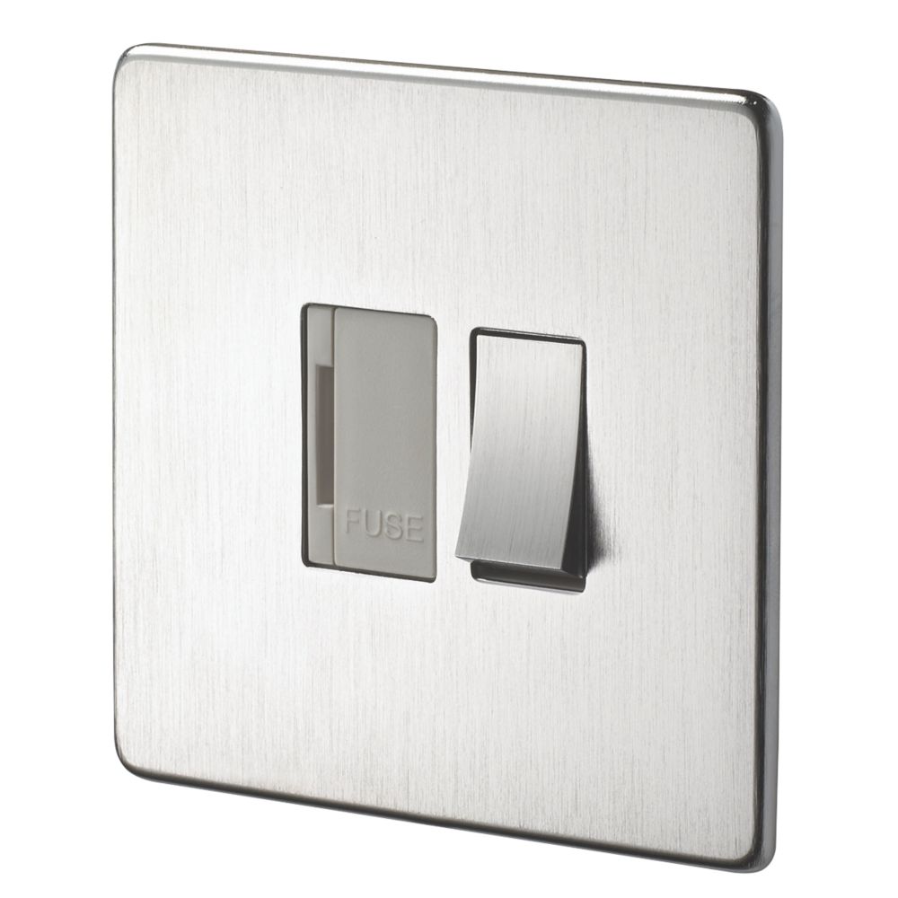 Crabtree 13A Sw FCU Wht Ins Brushed Chrome