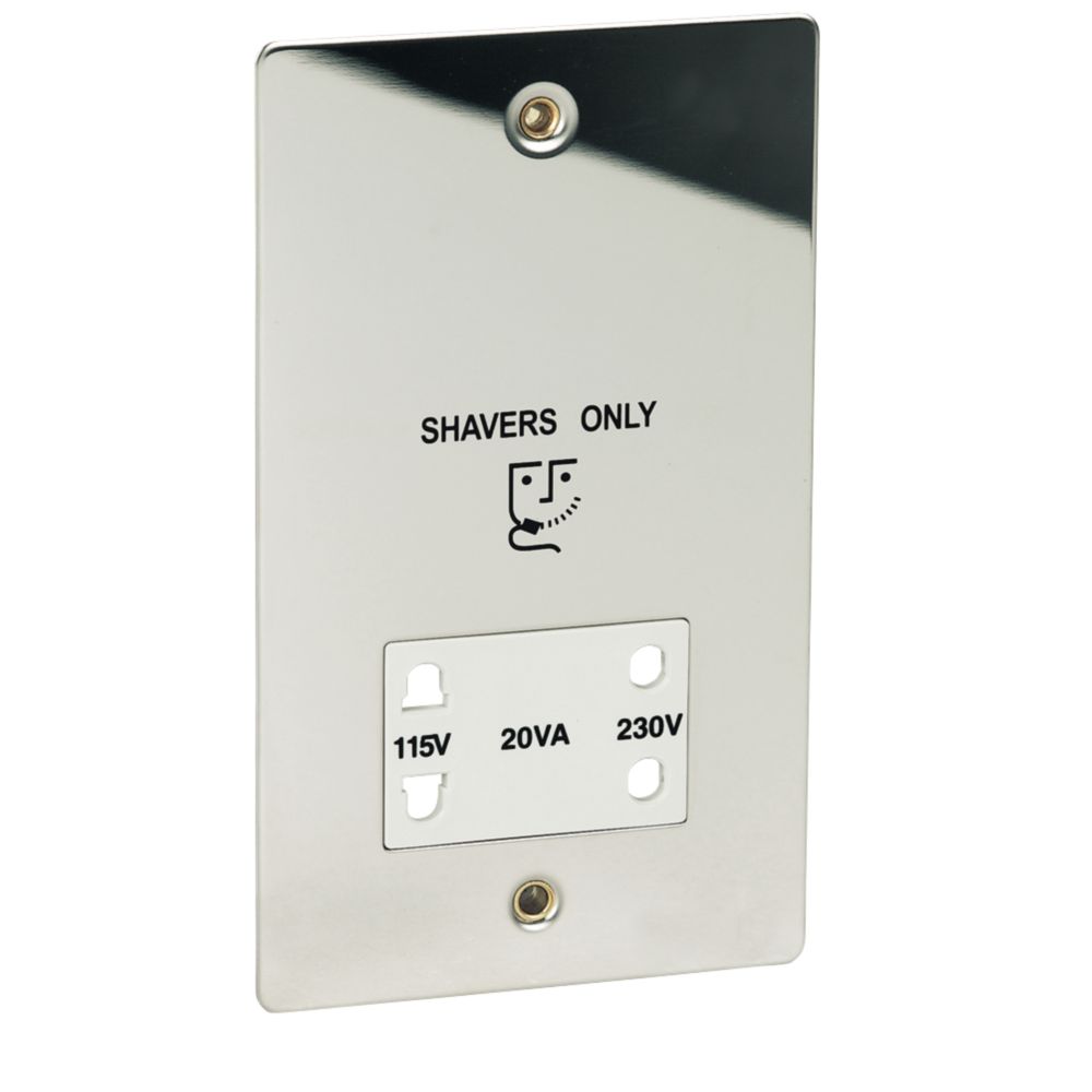 Volex Shaver Socket Polished Chrome Flat Plate