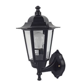 6-Panel Coach 60W Black Lantern Wall Light PIR