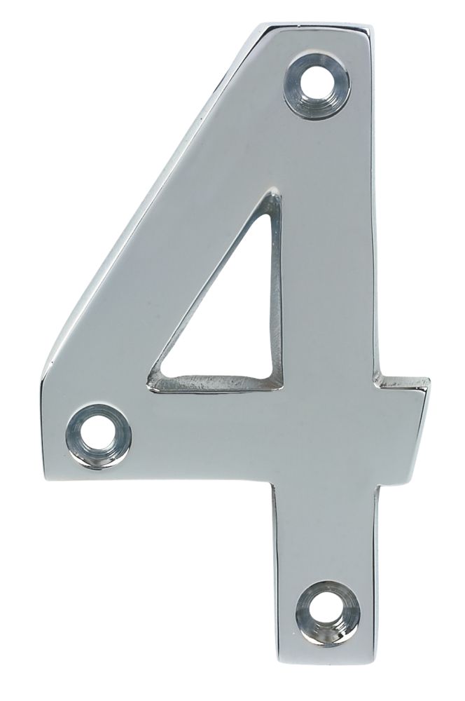 Polished Chrome Door Numeral No. 4 - 75mm