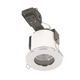 Linolite:Sylvania Fixed Round Mains Volt. Fire Rated Downlight Pol Chr 240V