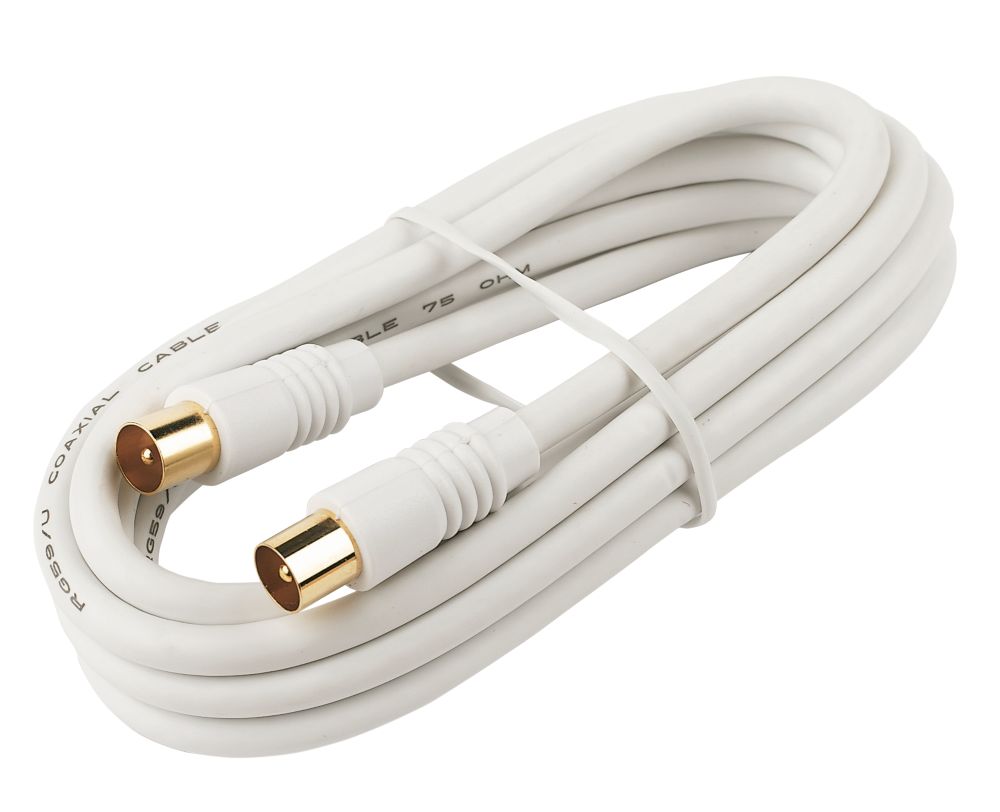 Coaxial Lead Plug to Plug White 2m