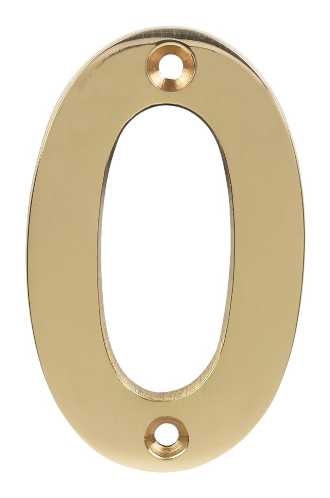 Polished Brass Door Numeral No. 0 - 75mm