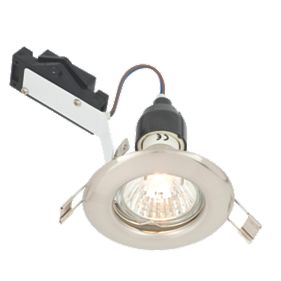 LAP Fixed Round Mains Voltage Downlight Brushed Chrome Effect 240V