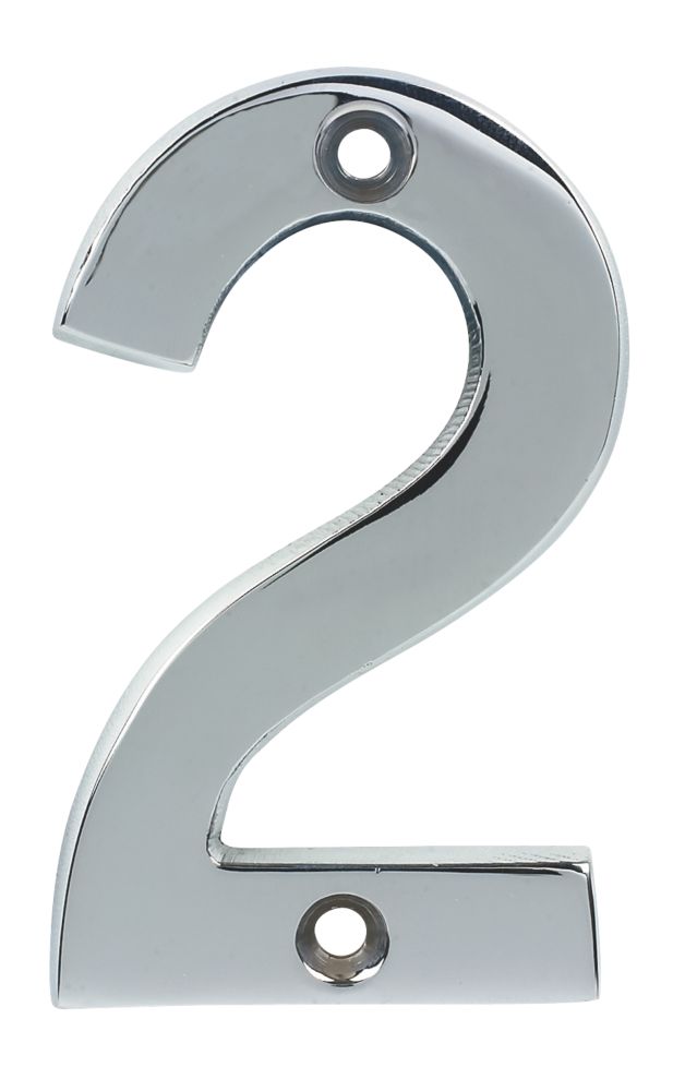 Polished Chrome Door Numeral No. 2 - 75mm