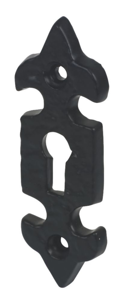 Antique Fleur De Lys Escutcheon Black 82 x 28mm