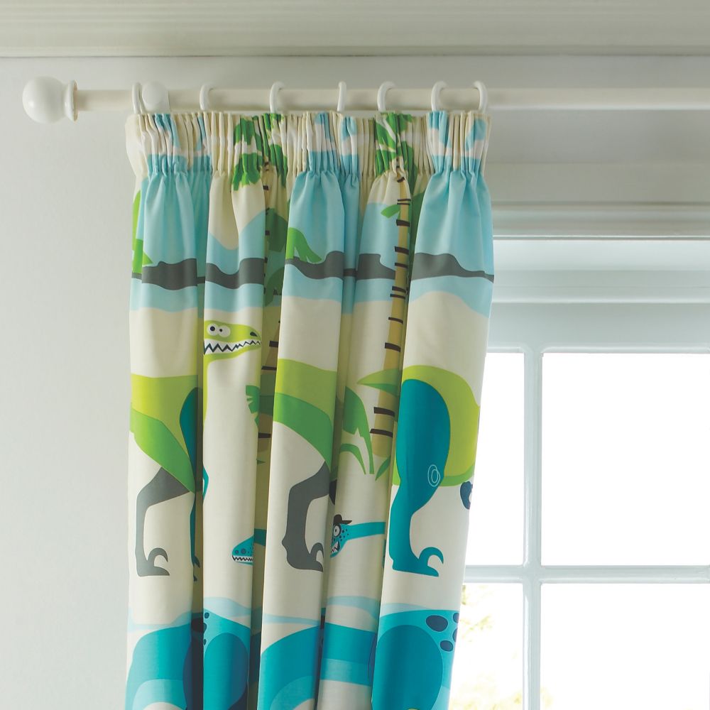 BampQ Dinosaur Blue amp Green Curtains 168 x 137cm L Pair