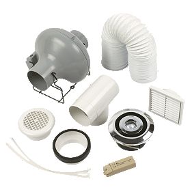 Manrose Pro Showerlite Centrifugal Chrome 35W Shower Fan Kit