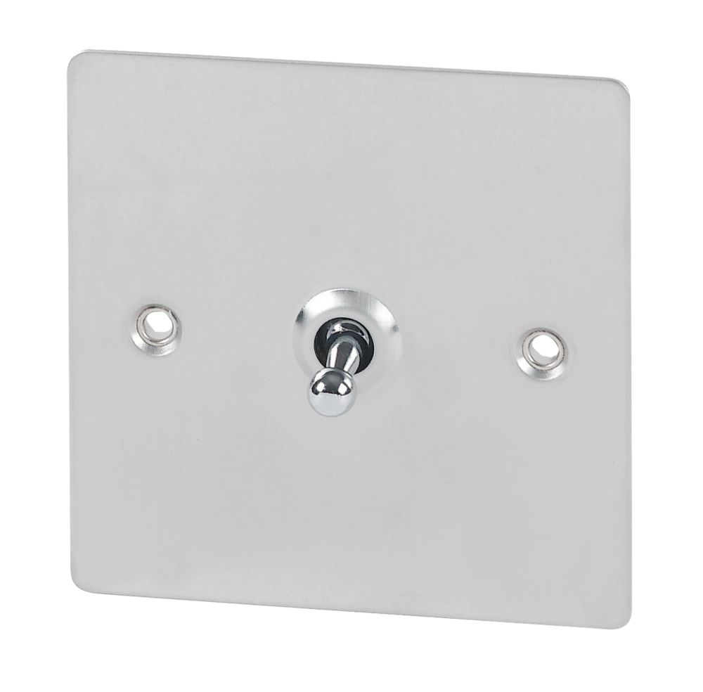 Volex 1G 2W Toggle Sw Brushed Stainless Flat Plate