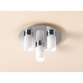 Philips Ice Chrome & White Triple Bathroom Ceiling Light 120W