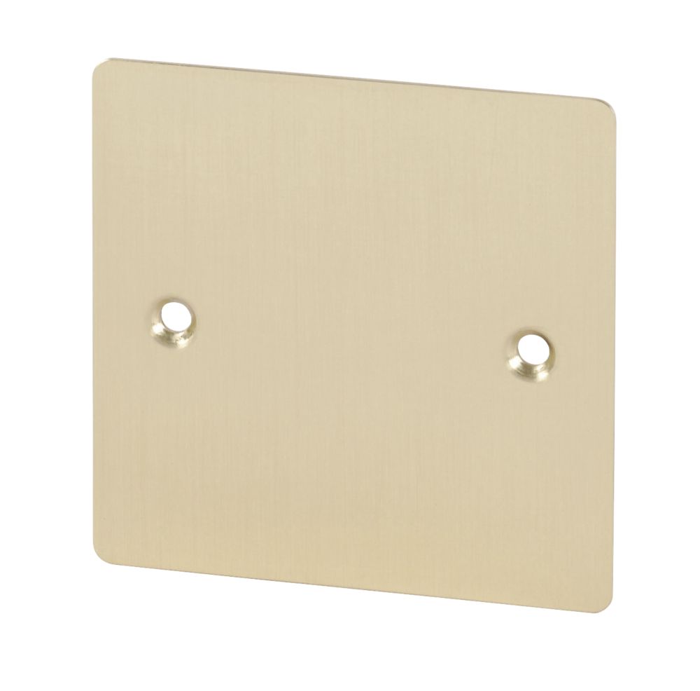 Volex 1G Blank Plate Brushed Brass Flat Plate