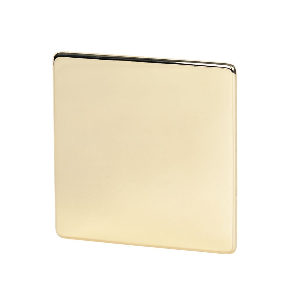 Crabtree 1G Blank Plate Polished Brass Flat Plate