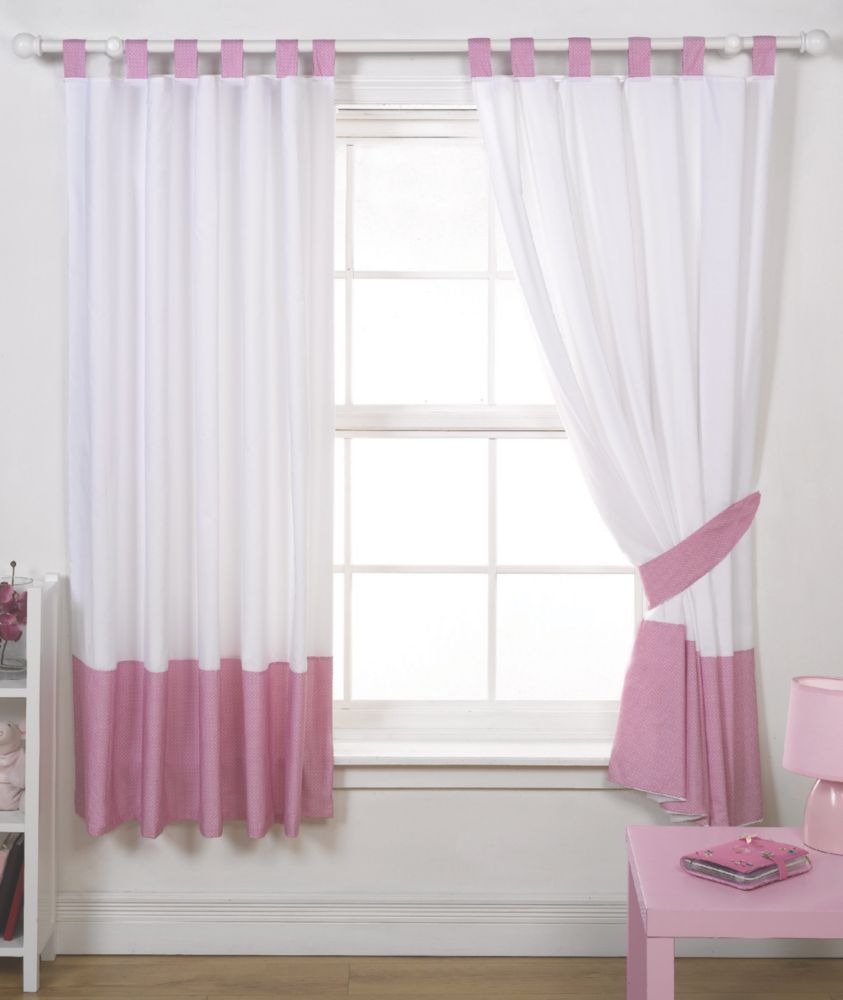 BampQ Fancy Dress Pink amp White Curtains 183 x 168cm Pair