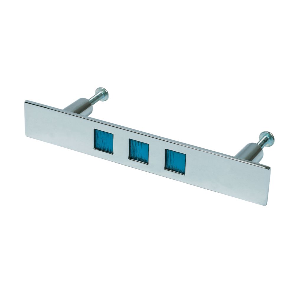 Blue Rio Handles Polished Chrome amp Blue 96 mm
