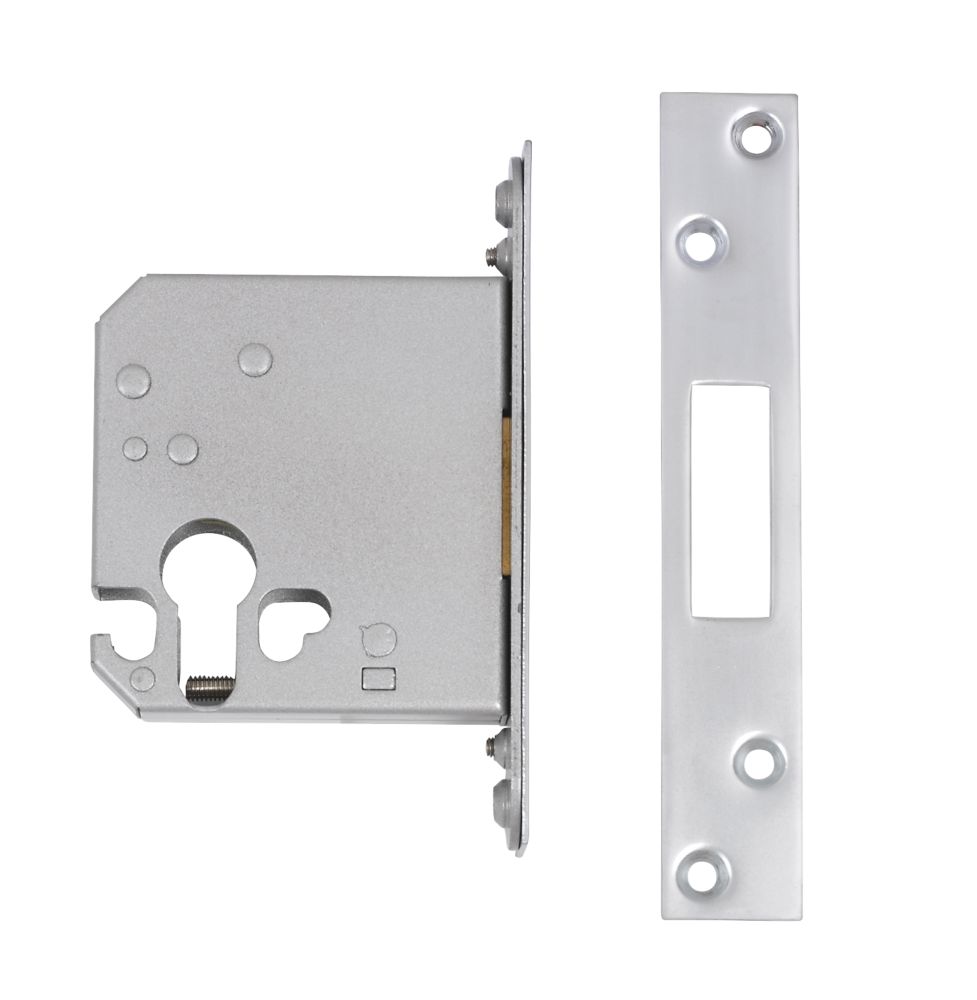 QUBE Euro Cylinder Deadlock Satin Chrome Plated 3quot 76mm Backset
