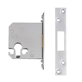 QUBE Euro Cylinder Deadlock Satin Chrome Plated 3