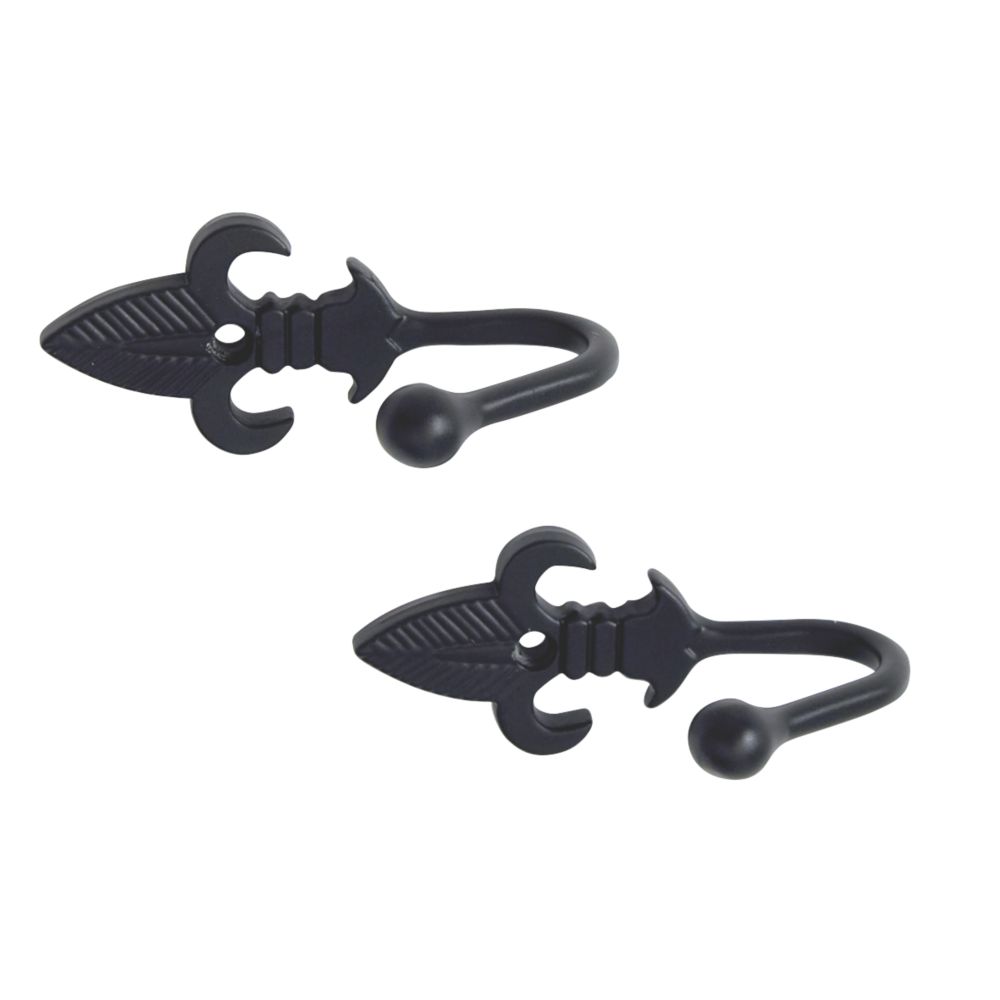 Colours by BampQ Fleur de Lys Black Tie Back Hooks Pack of 2