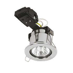 Linolite:Sylvania Fixed Round Pol Chr Mains Volt Fire Rated Downlight 240V