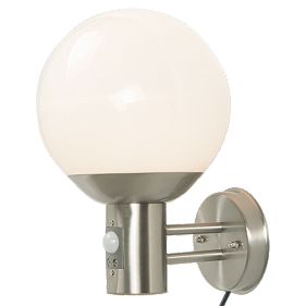 Stainless Steel Globe PIR Wall Lantern 13W