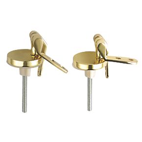 Unbranded Wooden Toilet Seat Hinges Polished Brass Pack of 2