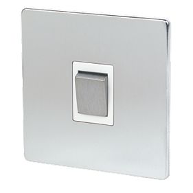 LAP 10AX Intermediate Switch Flat Plate Brushed Chrome White Insert