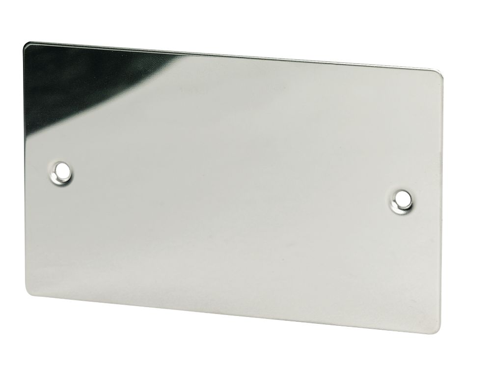 Volex 2G Blank Plate Polished Chrome Flat Plate