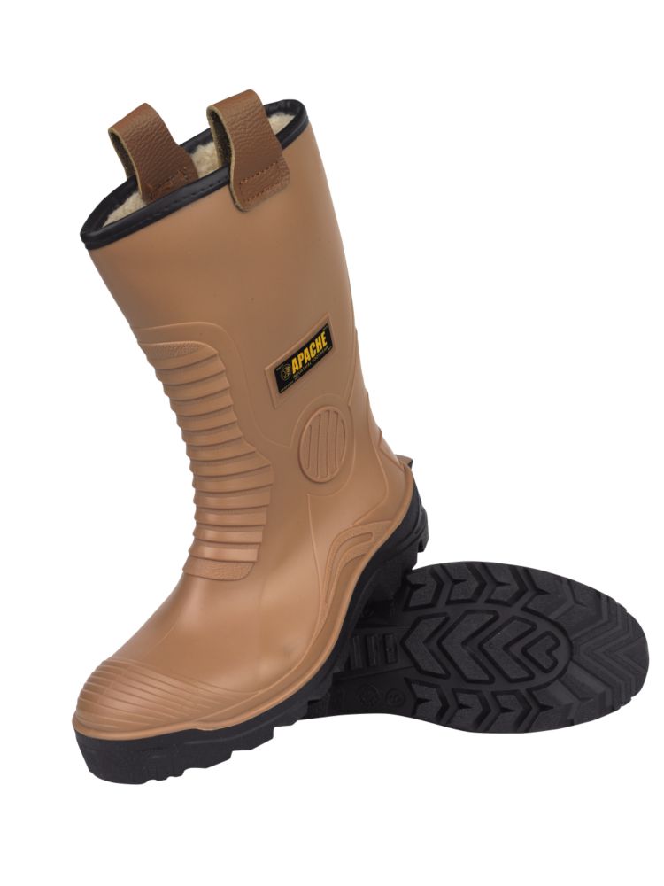 Apache PVC Waterproof Rigger Boots Tan Size 8