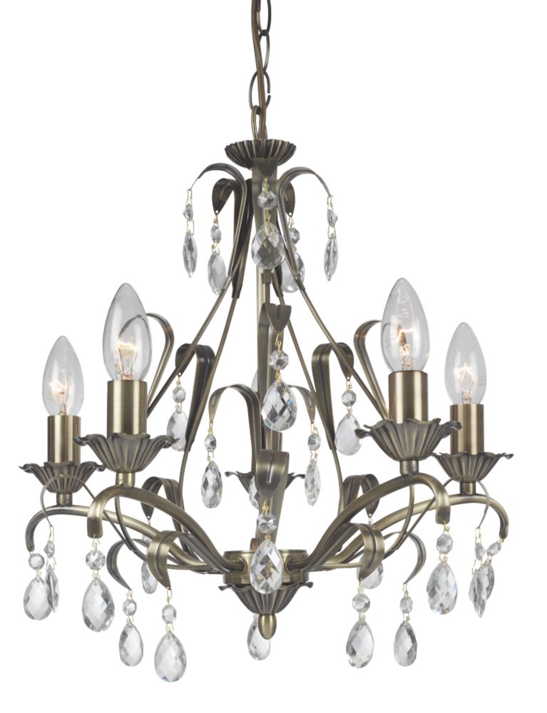 Orne Antique Brass 5 Arm Chandelier Light Pack