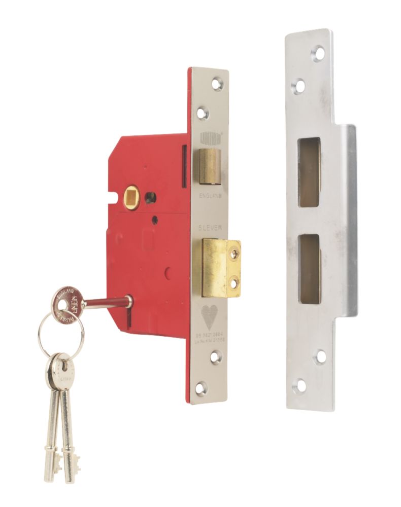 5 Lever BS 3621 2007 EN 1634 1 Mortice Sashlock Satin Chrome 3quot 76mm