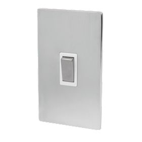 LAP 45A 2 Gang Cooker Switch Flat Plate Brushed Chrome White Insert