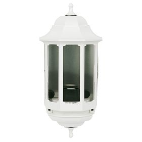 ASD Half 60W White Lantern Wall Light Photocell Included