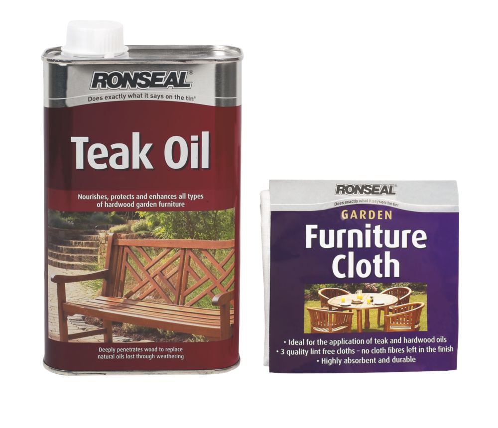 Ronseal Teak Oil Plus FREE Lint Applicator Cloth