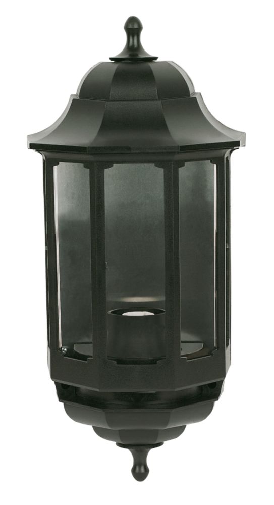 ASD Half 60W Black Lantern Wall Light Photocell