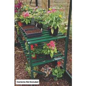 Halls Greenhouse 2-Tier Staging Green Aluminium 3' 6