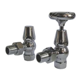 Oxford Traditional Chrome Angled Radiator Valve & Lockshield 15mm