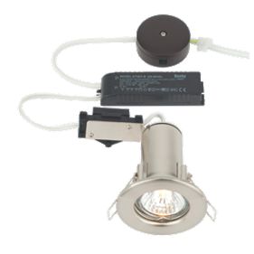 LAP Fixed Round Low Voltage Fire Rated Downlight Brushed Chrome Effect 12V