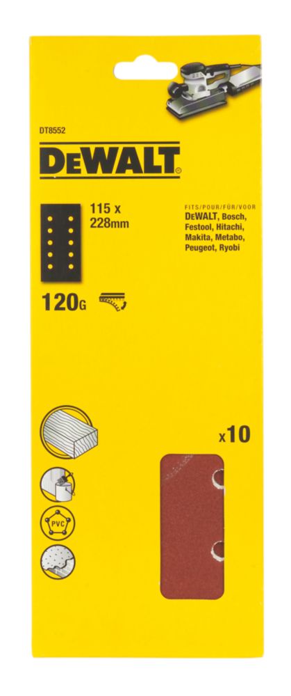 DeWalt 115 x 228mm 120 Grit Sanding Sheets Pack of 10