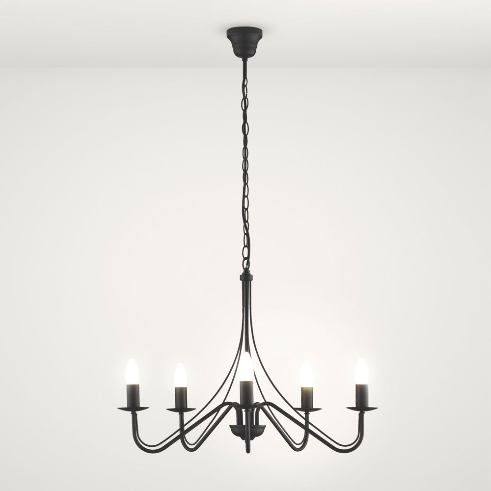 Light by BampQ Chamberry Black 5 Arm Chandelier Light
