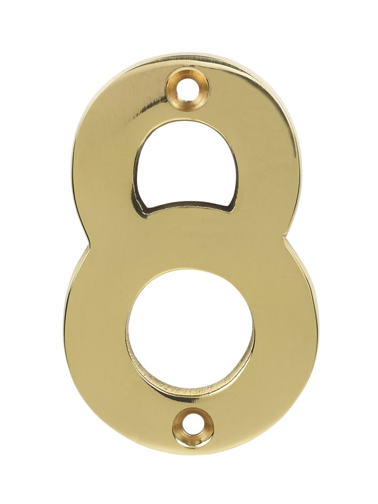 Polished Brass Door Numeral No. 8 - 75mm