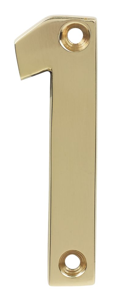 Polished Brass Door Numeral No. 1 - 75mm