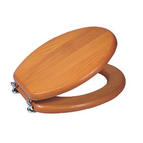 Antique Pine Solid Wood Soft-Close Toilet Seat