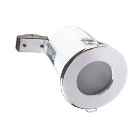 Robus Fixed Round Mains Voltage Fire Rated Downlight Polished Chrome 240V