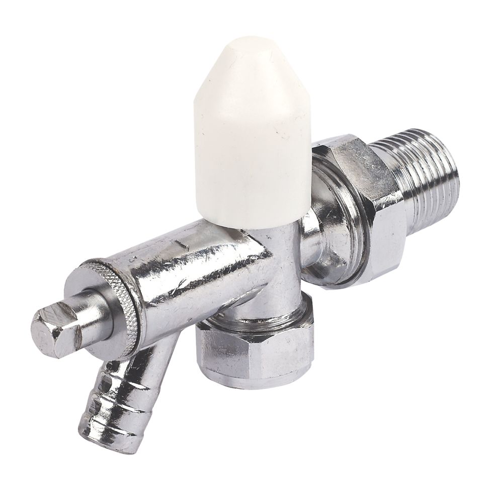 15mm x quot Angled Radiator Valve amp Drain Off