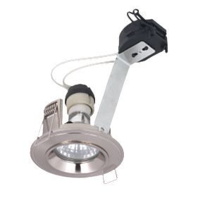 Halolite Fixed Round Satin Nickel 240V Mains Voltage Bathroom Downlight