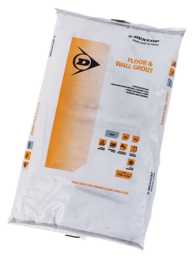 Dunlop Floor amp Wall Grout Grey 5kg