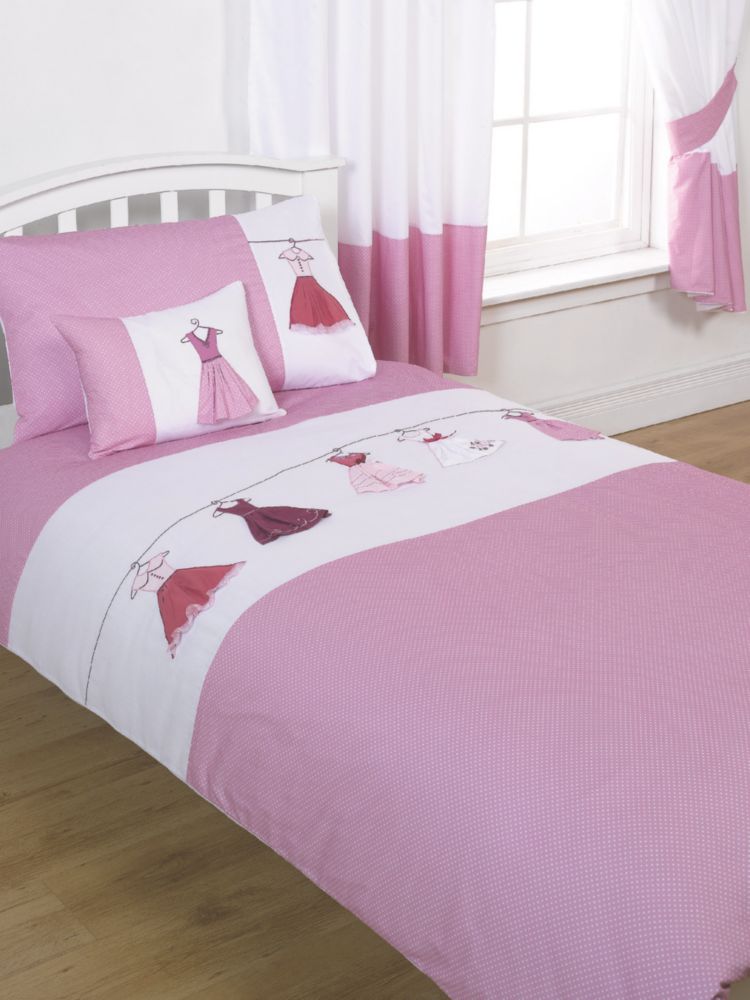 BampQ Fancy Dress Pink amp White Duvet Cover Set Single
